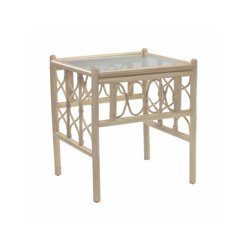 Morley Handcrafted Rattan Lamp Table with Glass Top