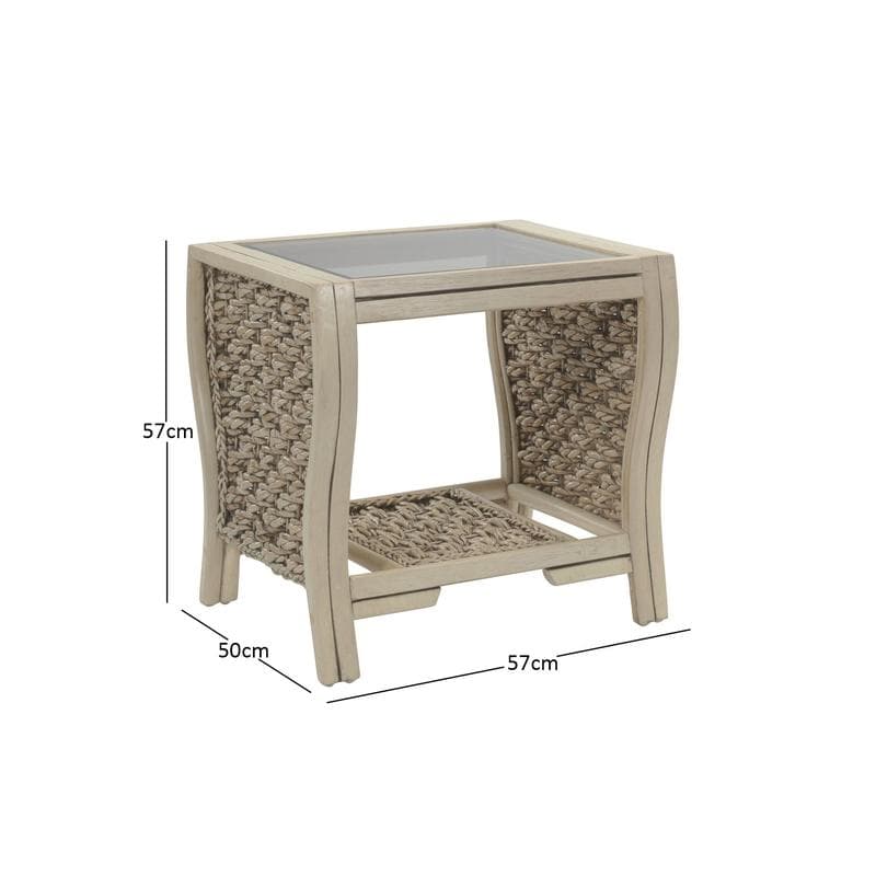 Milan Natural Lamp Table | Woven Cane & Glass