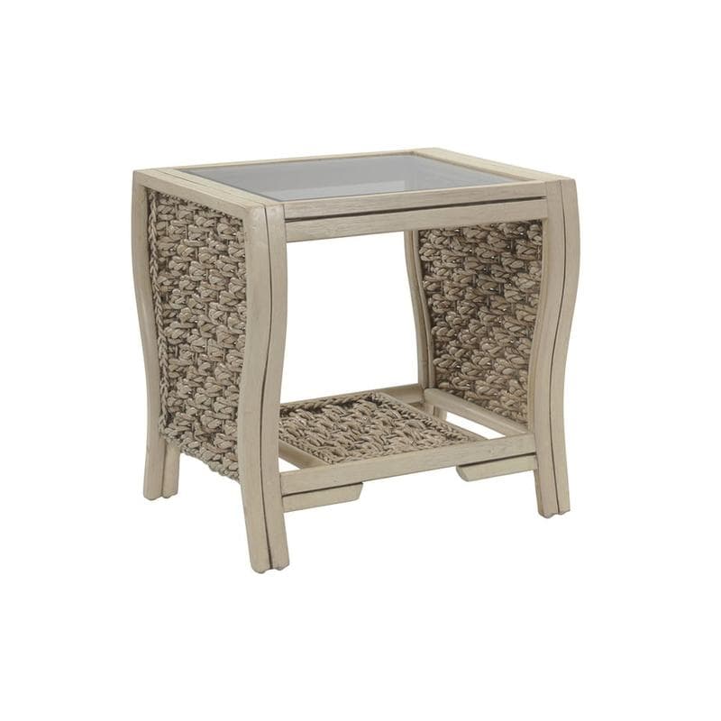 Milan Natural Lamp Table | Woven Cane & Glass