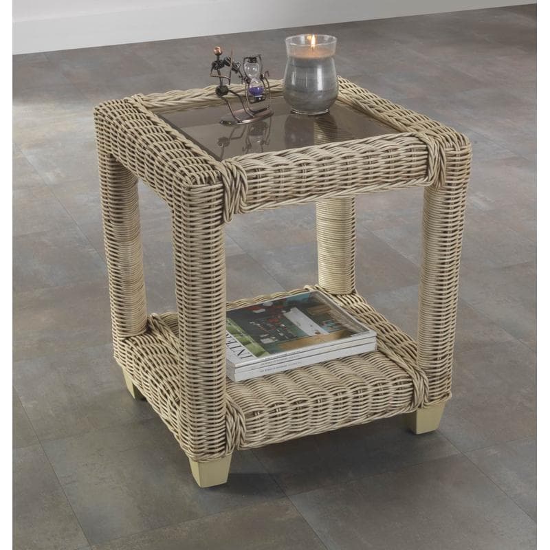 Burford Wicker Lamp Table - Handcrafted by Desser